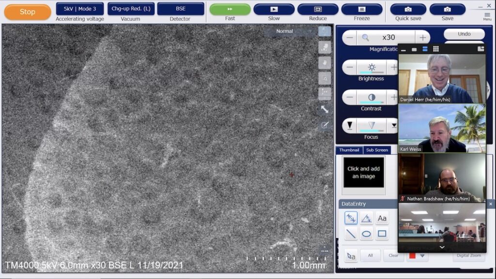 Screen shot of remote outreach activity with a school in Arizona.