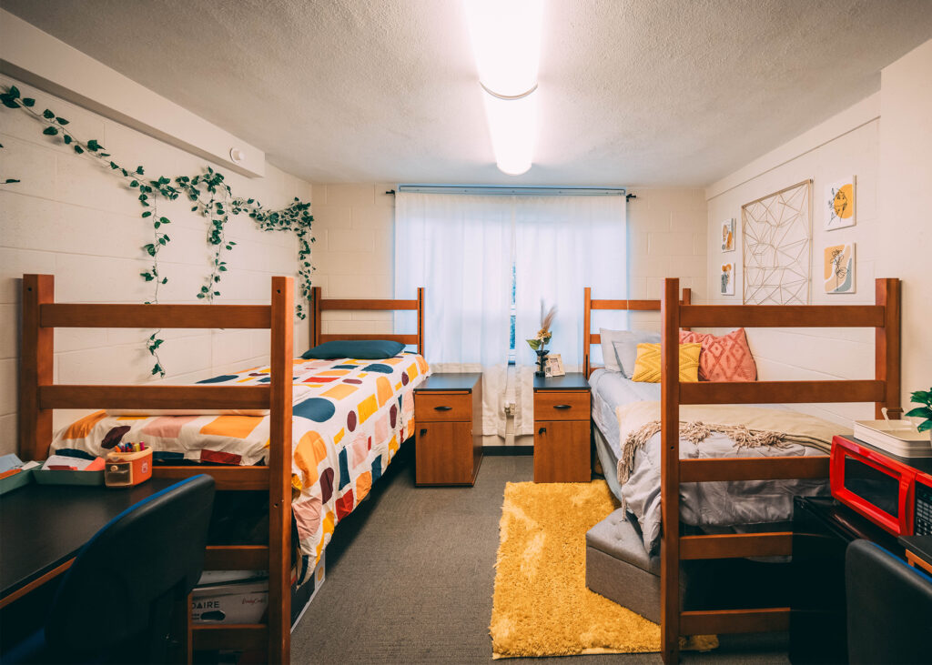 Simple dorm room decor.