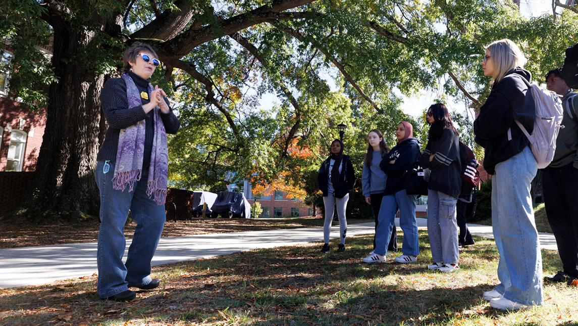 Carolyn Shankle gives a ghost tour of UNCG campus.