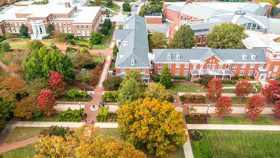 A drone captures the changing fall leaves around the UNCG campus.