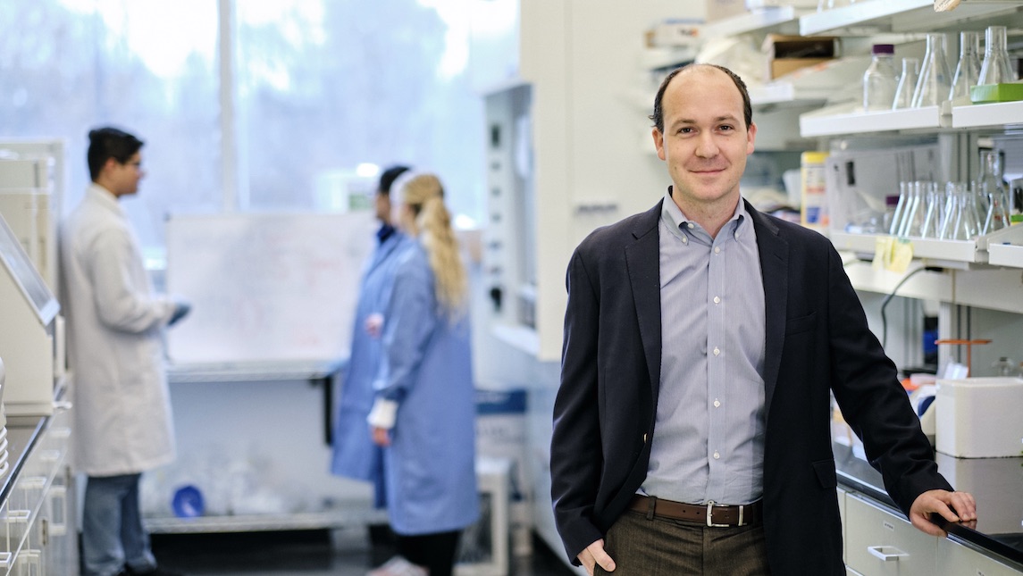 Dr. Eric Josephs takes a moment to pose for a picture in the lab.
