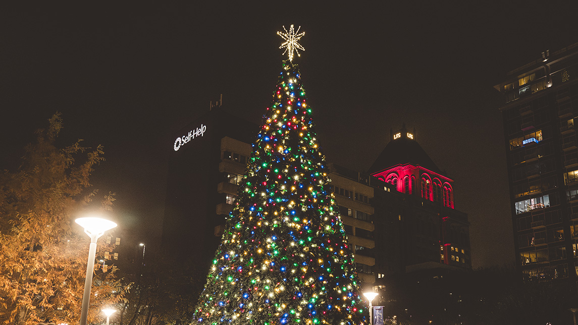 Christmas tree lighting in downtown Greensboro.