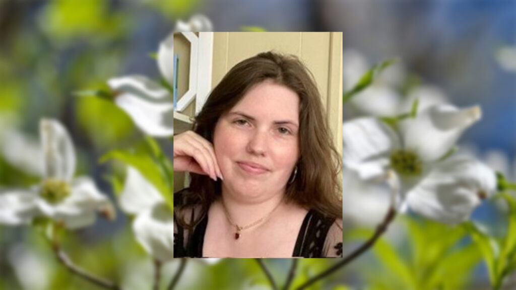 Jennifer Brooks set against a flower background.