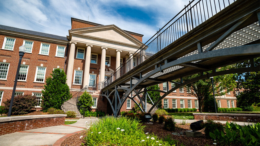 Bridge outside the UNCG Petty Building.