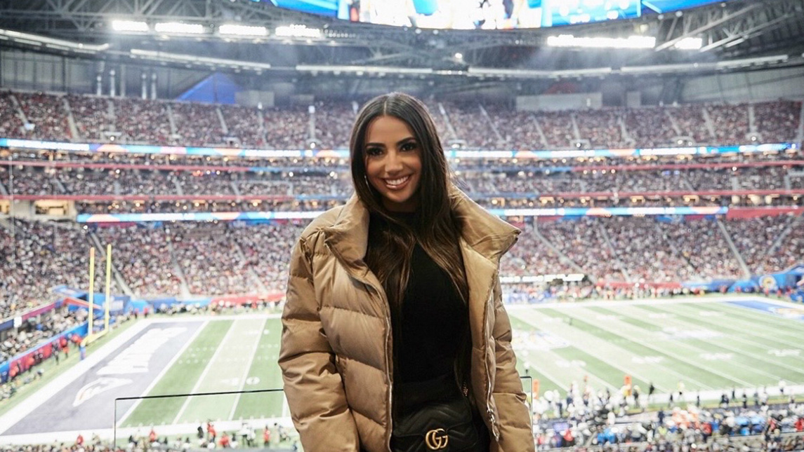 UNCG alumna Dominique Madruga at the 2019 Super Bowl