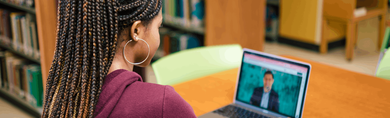 A student works online