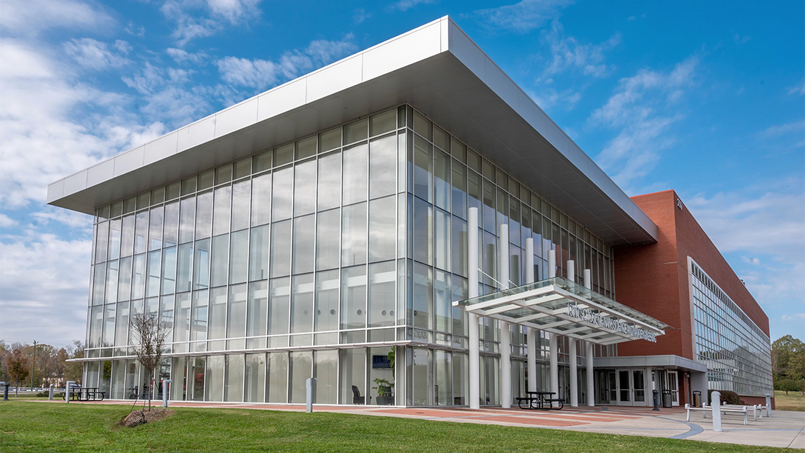 The exterior of the Joint School of Nanoscience and Nanoengineering building used by UNCG and NC A&T.
