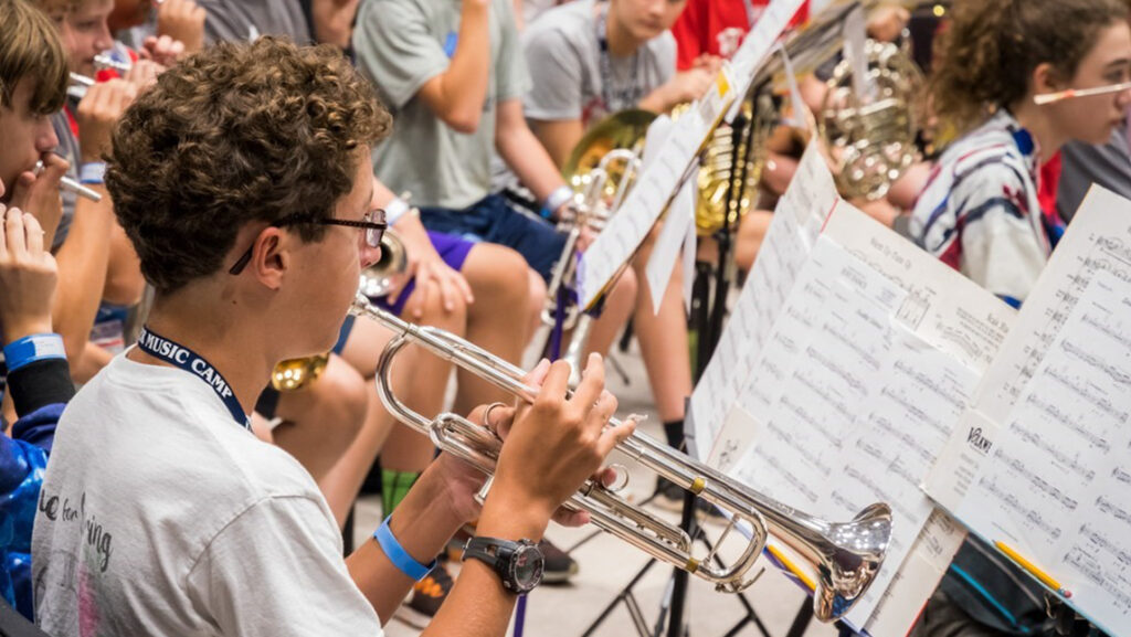Students play in an orchestra at UNCG.