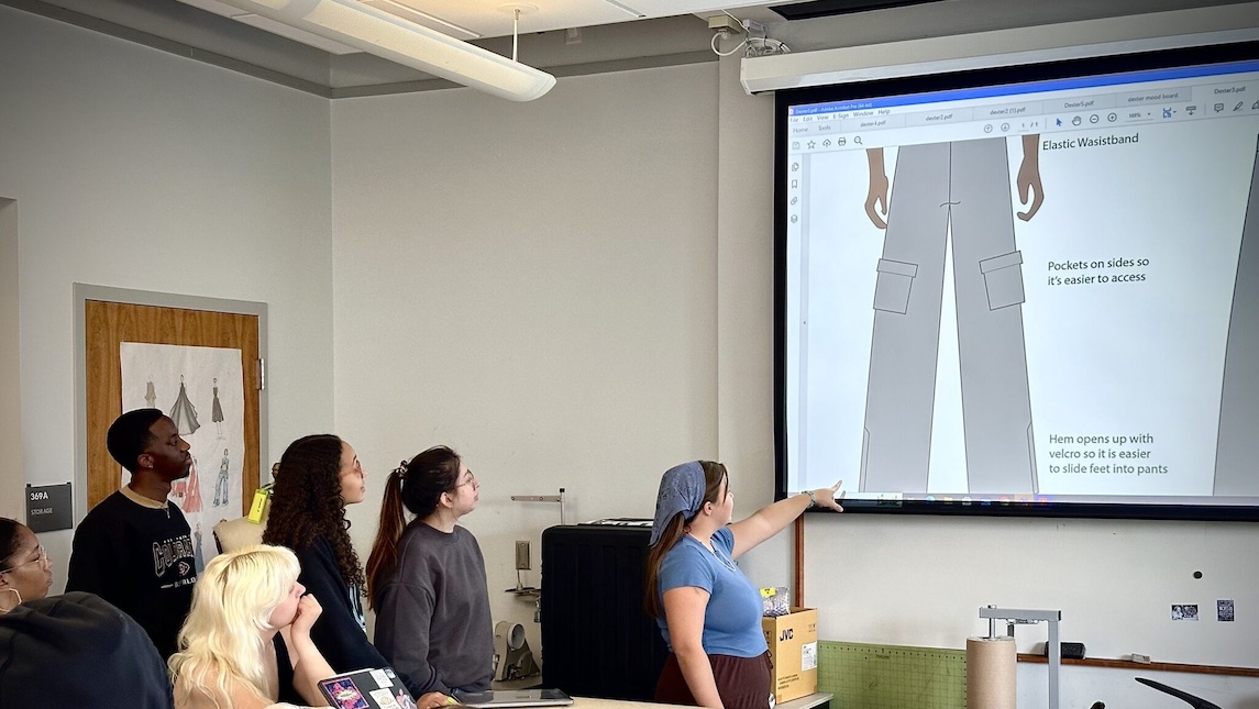 UNCG CARS students discuss designs for adaptive apparel.
