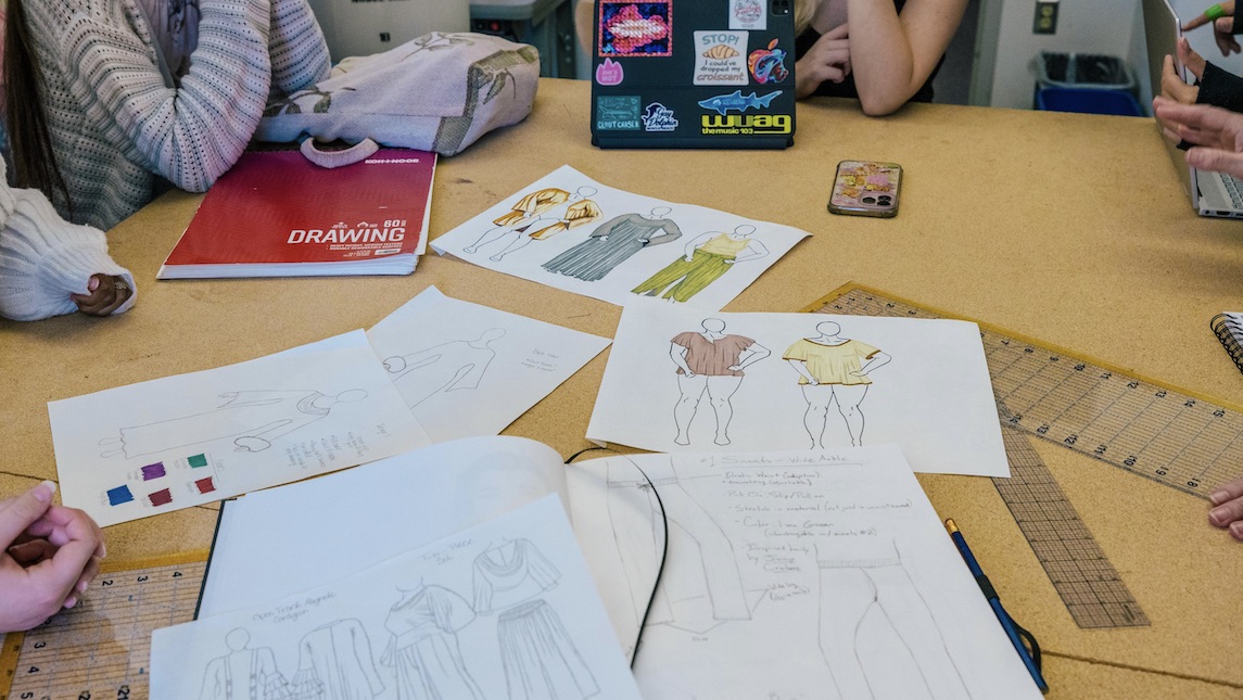 Design students work on adaptive apparel for people with disabilities.