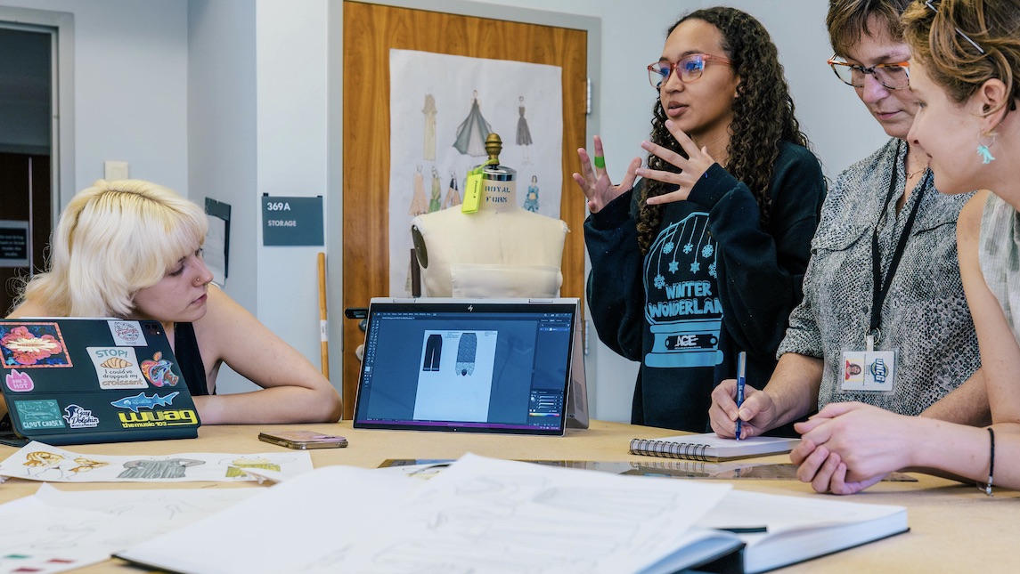 Design students work on adaptive apparel for people with disabilities.