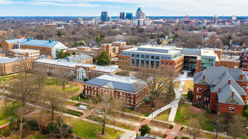 Overhead drone view of UNCG.
