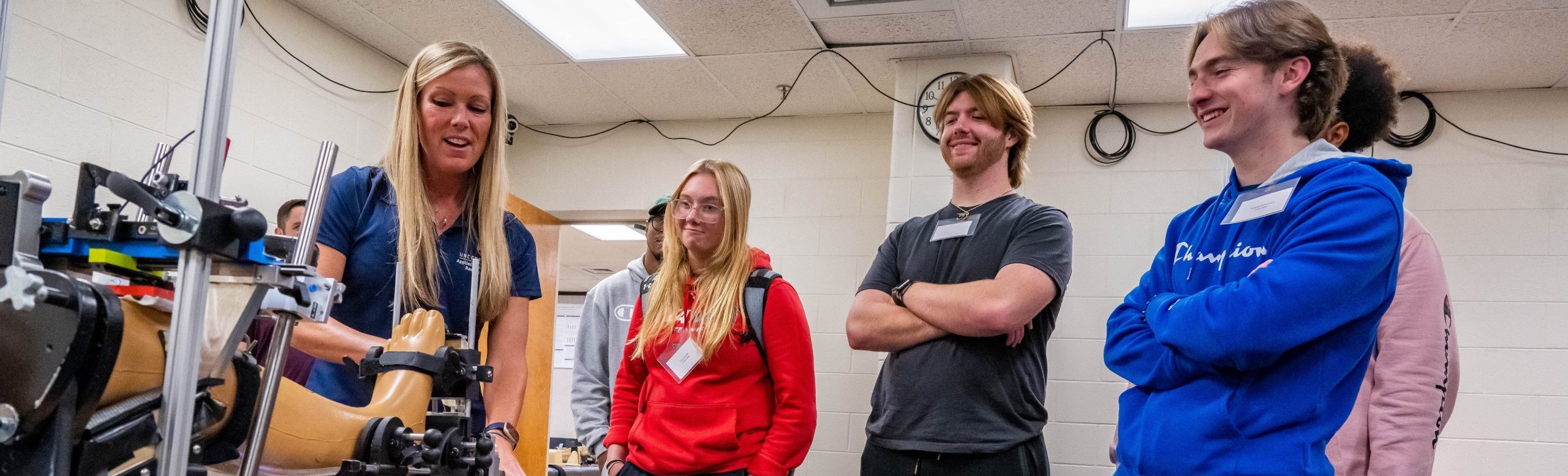 Students in a kinesiology lab.