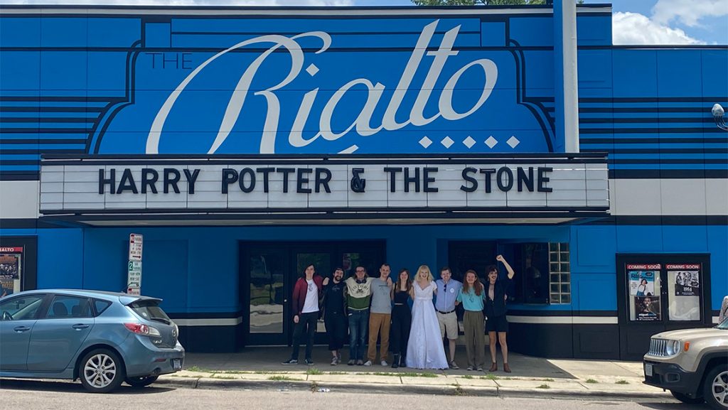 UNCG students outside a theater for their premiere of "Harry Potter and the Stone."