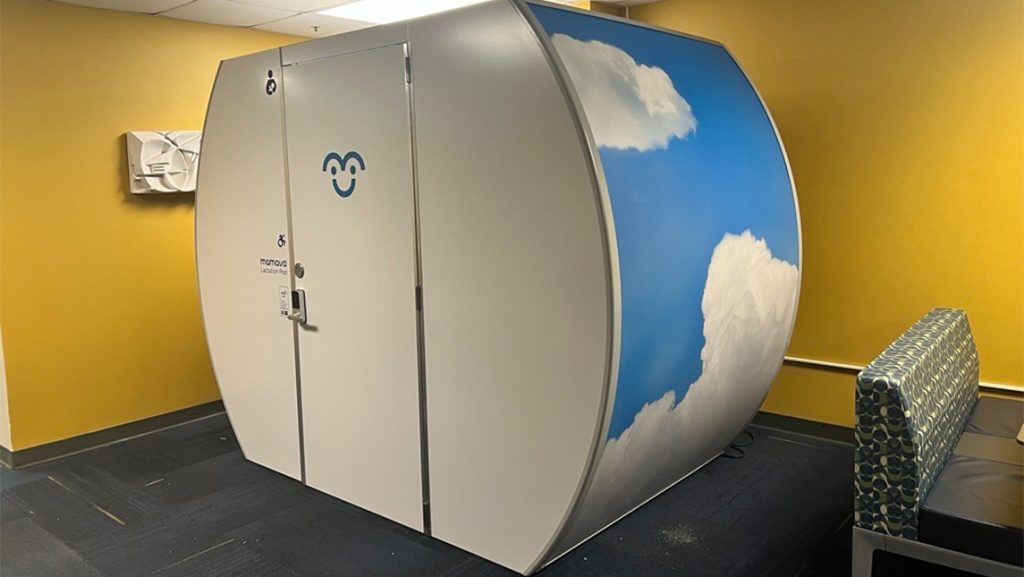 Lactation pod inside the UNCG library space.