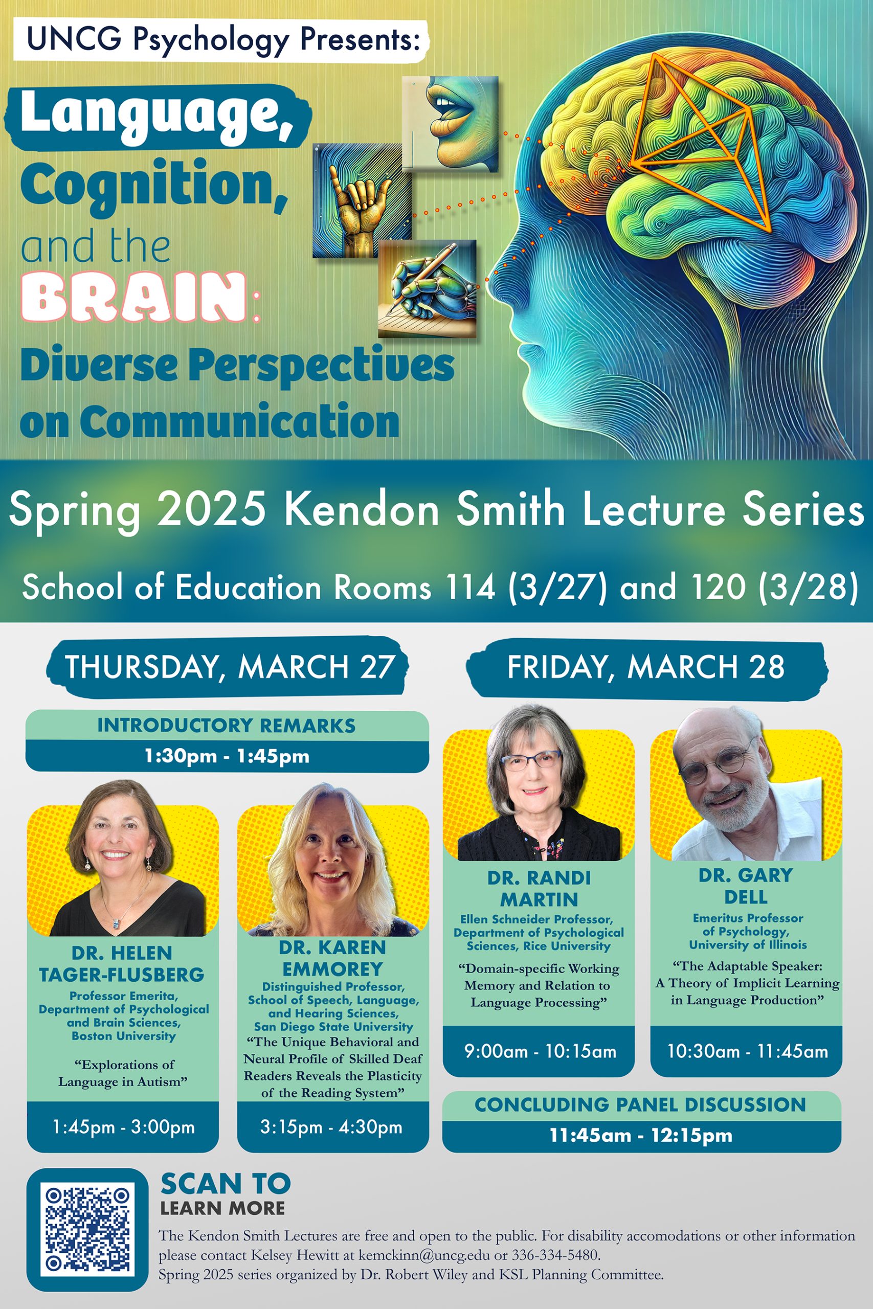 Flyer for a discussion about language cognition by UNCG psychology.