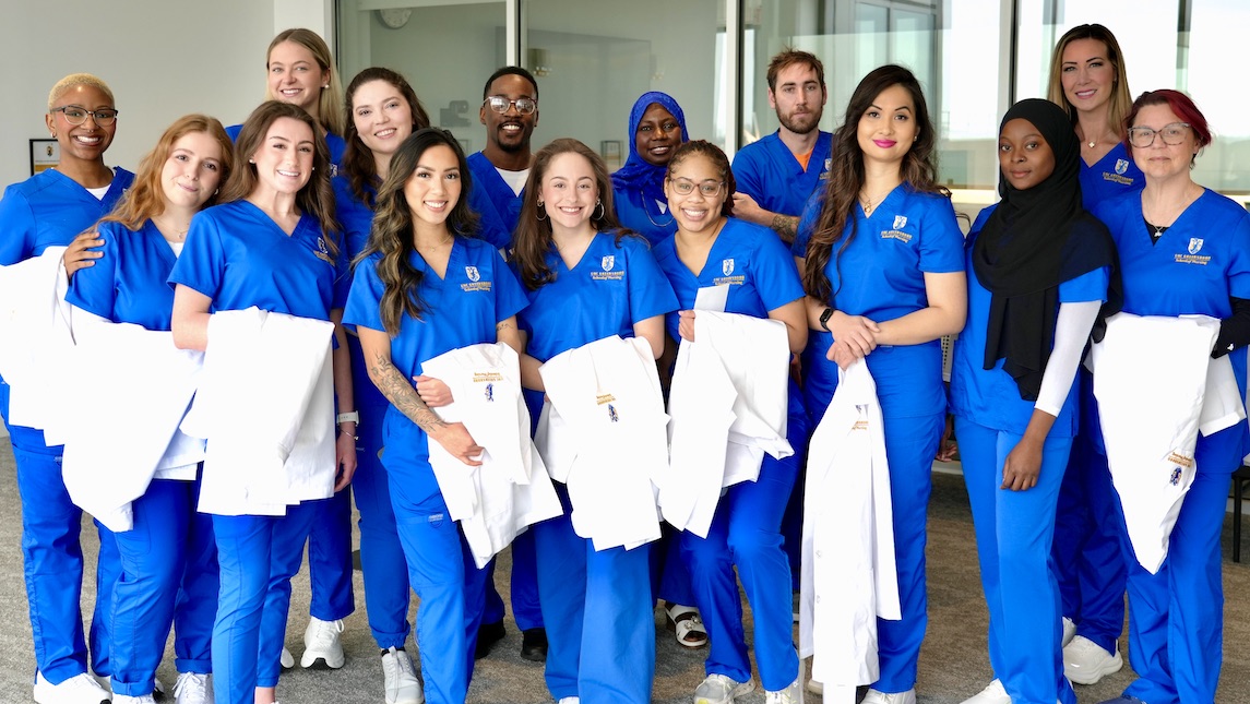 School of Nursing students gather before white coat ceremony.