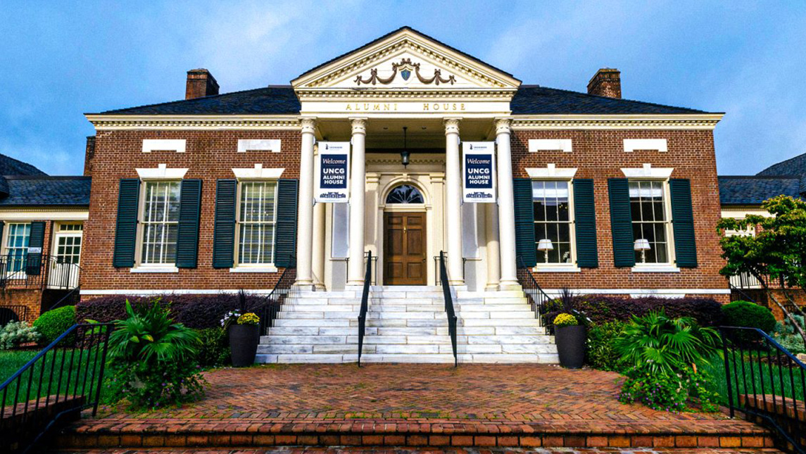 View of UNCG's Alumni House exterior.