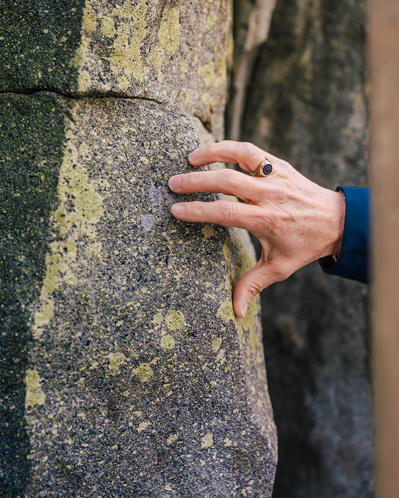Close-up on painted stone outside a North Carolina Zoo exhibit.