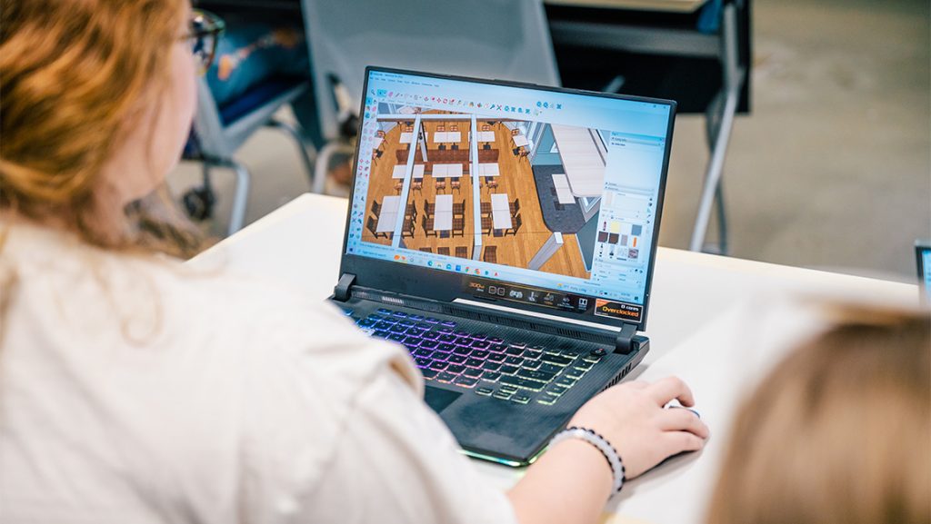 Floor plan model on a UNCG student's computer.