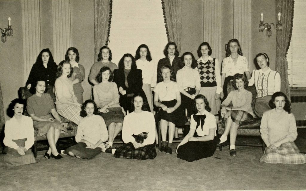 Group yearbook photo of women in 1948