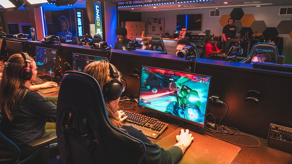 Students playing in the UNCG Esports Arena.