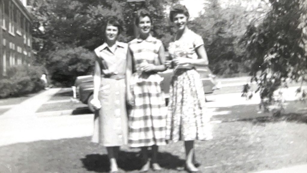 Barbara Berryhill and friends at the Woman's College.