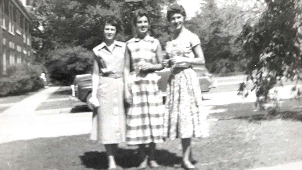 Barbara Berryhill and friends at the Woman's College.
