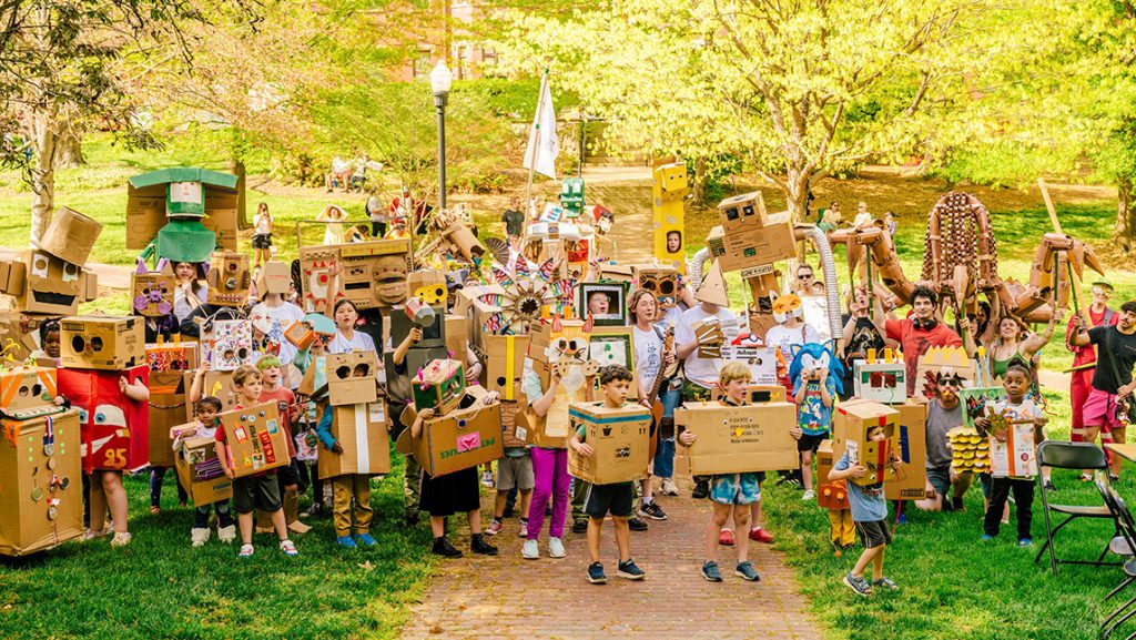 Cardboard robot parade, NC film festival.