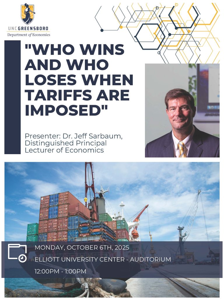 flyer showing containers regarding a tariff's lecture