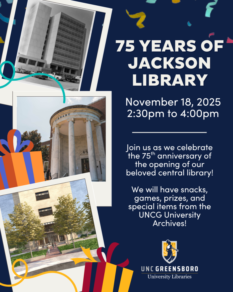 Flyer for Jackson Library's 75th year anniversary