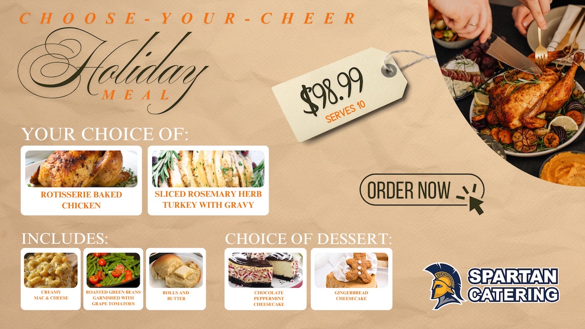 Flyer promoting the UNCG holiday catering menu.