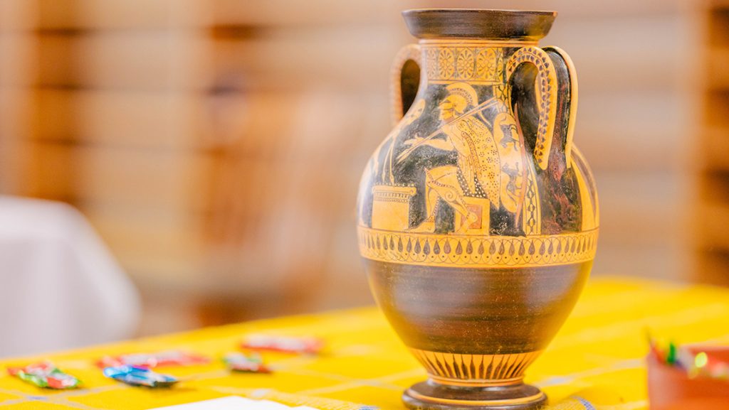 A classic vase on a table at UNCG.