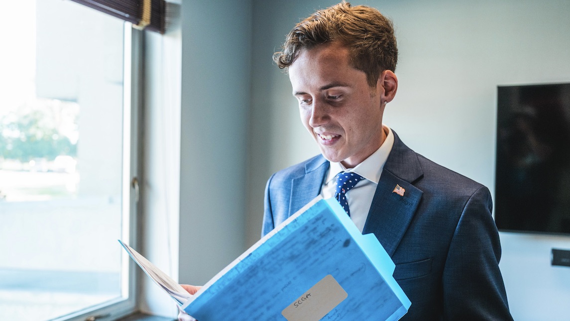 UNCG Spartan Cyber Guardian Academy student working in the classroom.