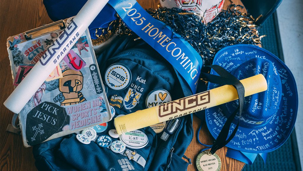 UNCG Homecoming and SOAR memorabilia of Kat Reyes.