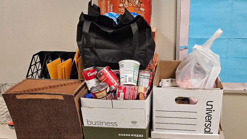 Boxes of canned food.