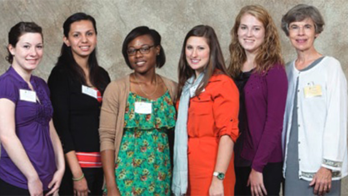 Clinical nursing professor Mary Jo Helfers with five UNCG nursing students.