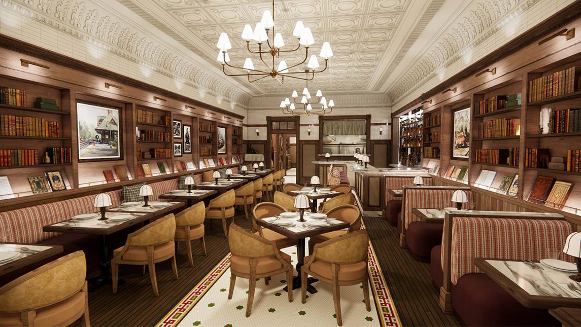 Conceptual layout of a restaurant by UNCG alumnus Aaron Solar.