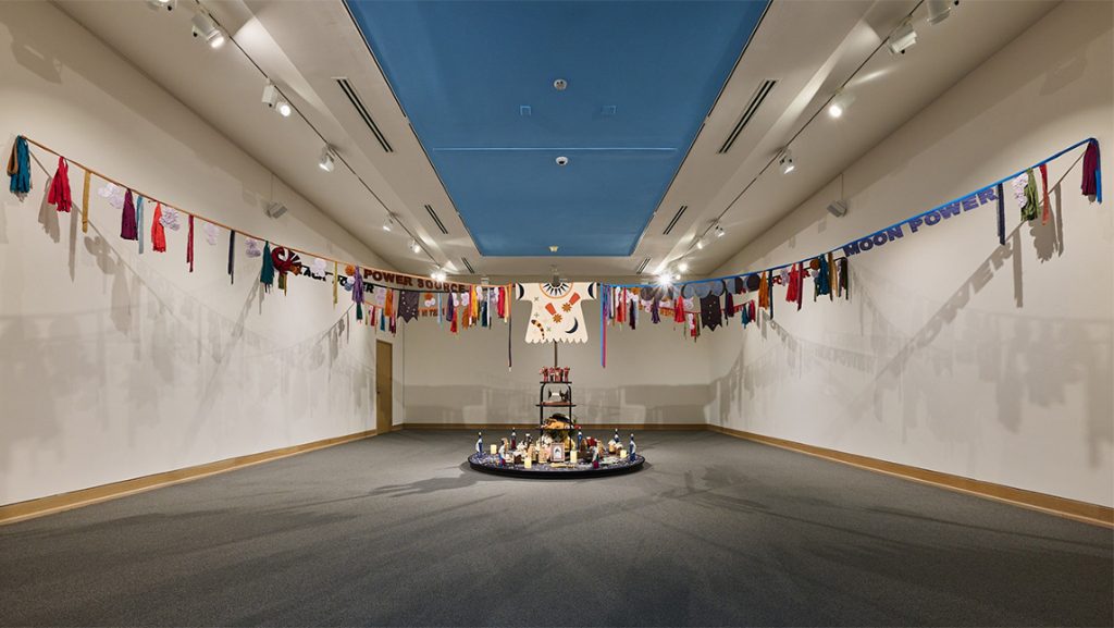 Museum quilt-themed exhibit at Weatherspoon Art Museum.