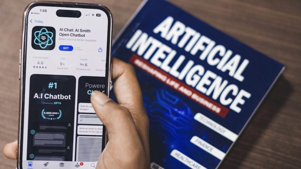 Image of a phone showing an AI app.