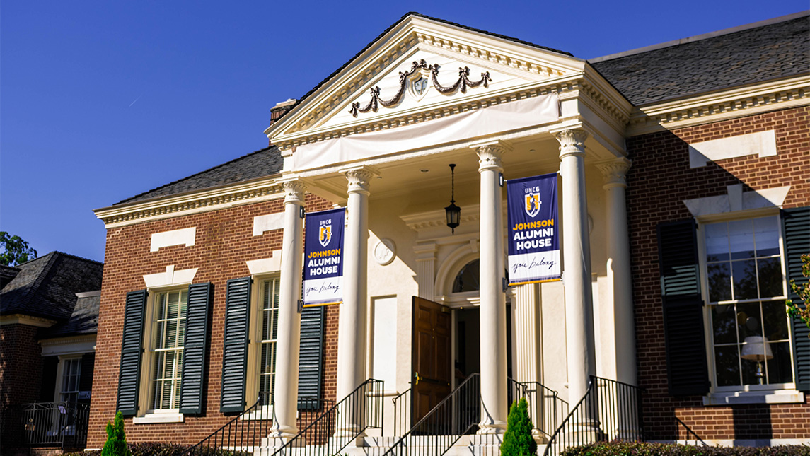 Outside of the UNCG Johnson Alumni House.