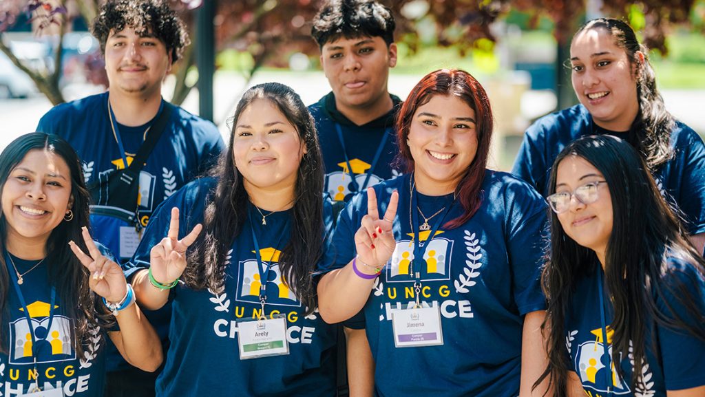 High schoolers take a group photo during UNCG Chance Camp.