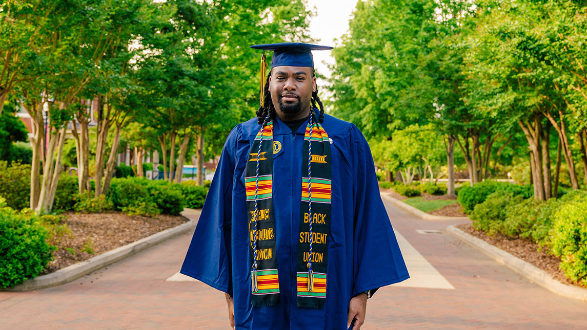 David Sandy in his UNCG cap and gown.