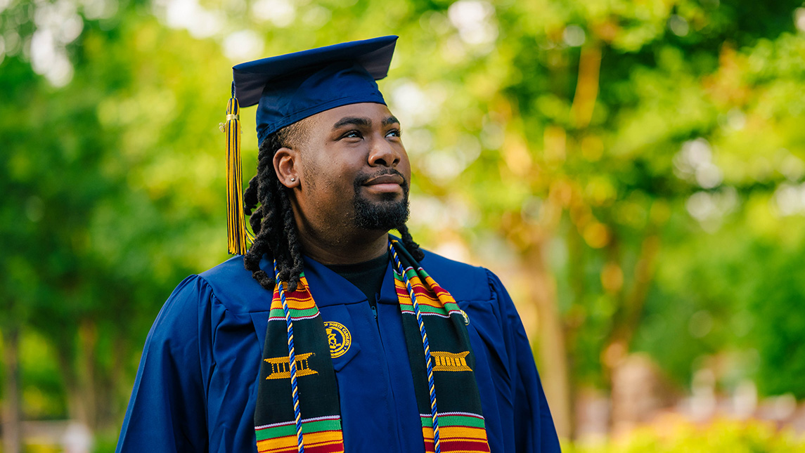 David Sandy in his UNCG cap and gown.