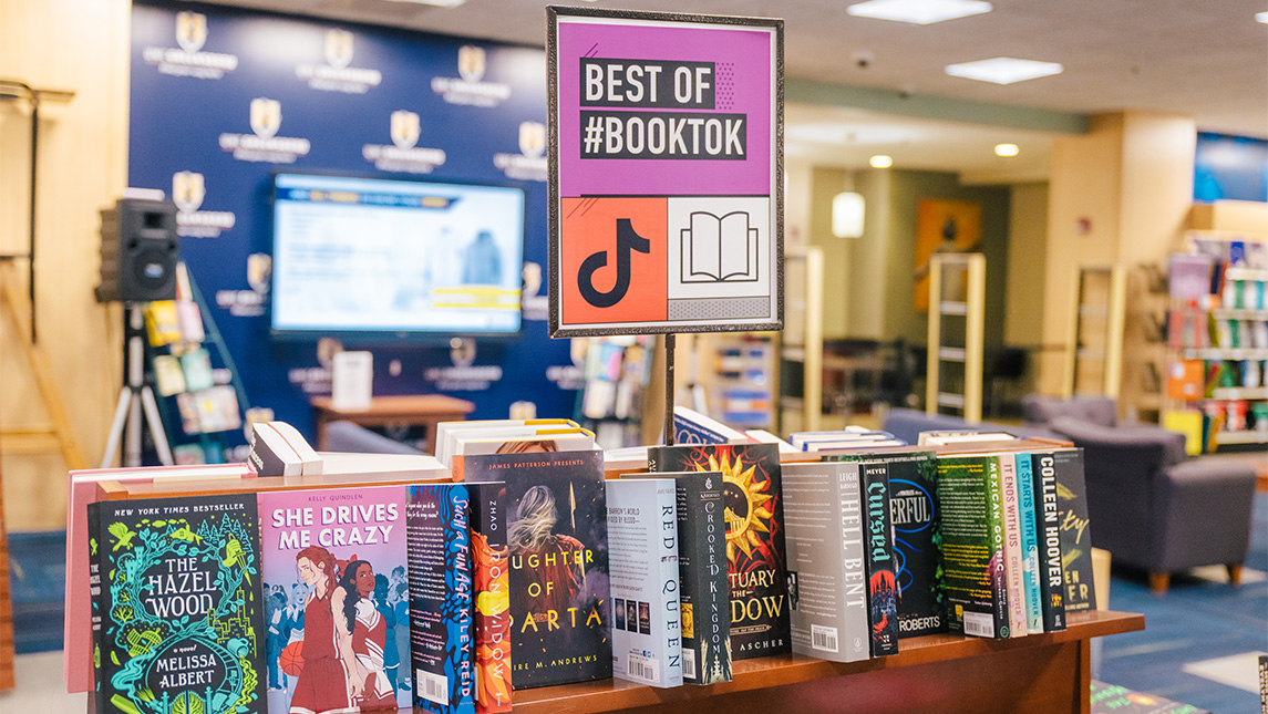 Books inside the UNCG bookstore.