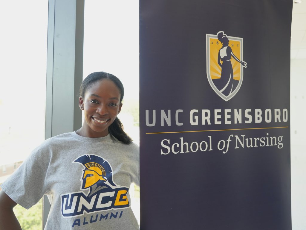 Samantha Fynn in the Nursing Instructional Building 