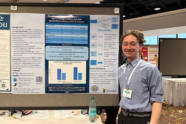 Nikolai Tassin presenting his research project “Goal Pursuit: Comparing Grit and Goal Adjustment with Daily Measures of Goal Pursuit.”