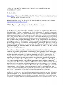Image of first page of the article: Chaucer and Moral Philosophy: The Virtuous Women of the Canterbury Tales