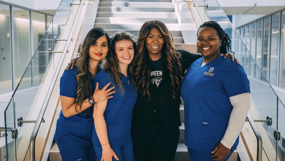 Dr. Koyah Rivera of UNCG SON with a group of nursing students.