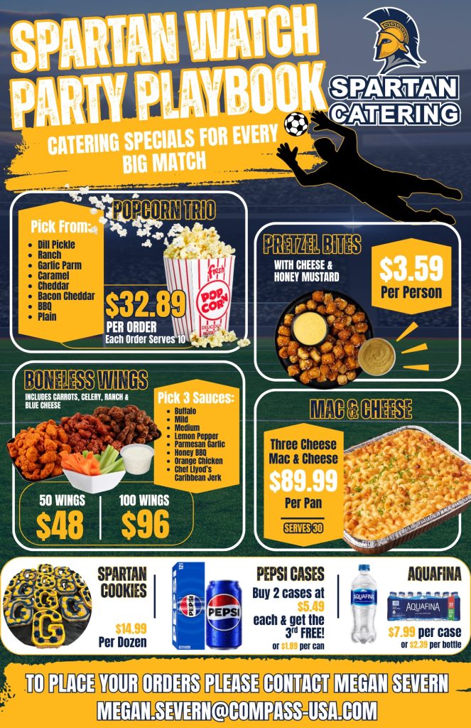 Spartan Catering menu.